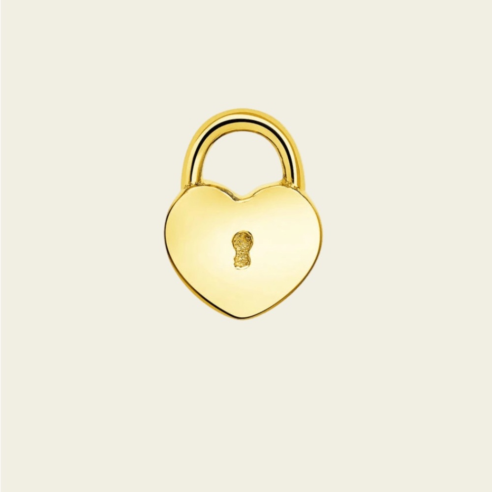 14k Gold Heart Padlock Charm earring